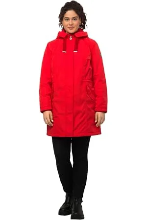 Ulla Popken Damen, große Größen, Performance-Parka, Steppeinsatz, 2-Wege-Zipper, Kapuze