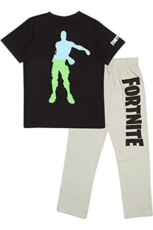 Fortnite Ombre Flossing Emote Boys Pyjama Set, lang, Schwarz / Grau meliert in den Grössen 12-13 Jahre