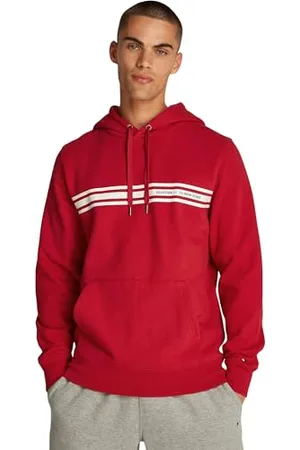 Tommy Hilfiger Herren Hoodie Central Chest Stripe mit Kapuze, Mehrfarbig (Medium Red), L