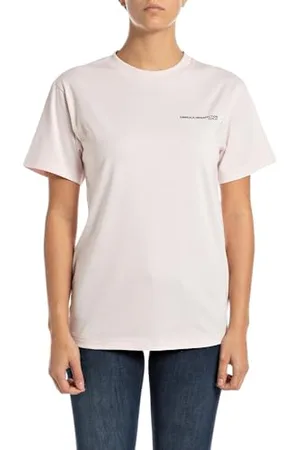 Replay Damen T-Shirt Kurzarm mit Back-Print, Rosa (Powder Pink 565), M