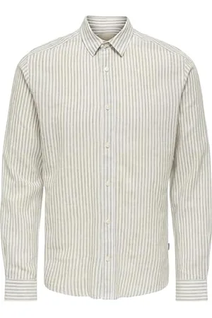 Only & Sons Herren Leinen Hemd ONSCaiden Stripe Langarm gestreift 22026601 S