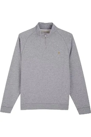 Farah Herren Jim 1/4 Zip Sweatshirt, Grey, X Small