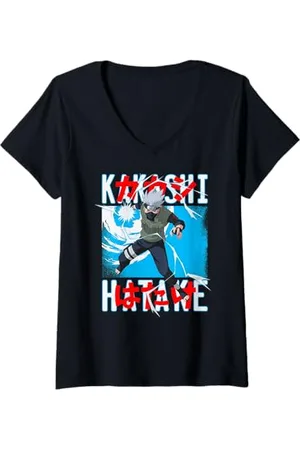 Naruto Damen Shippuden Kakashi Werfen Lightning Anime T-Shirt mit V-Ausschnitt