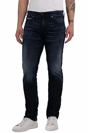 Replay Herren Jeans Grover Straight-Fit mit Stretch, Blau , 30W / 34L