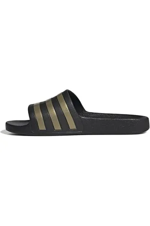 adidas Unisex Adilette Aqua Slides RUTSCHEN, Core Black/Gold Metallic/Core Black, 39 EU
