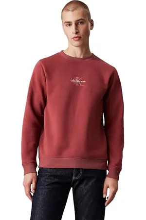 Calvin Klein Herren Sweatshirt Crew Neck ohne Kapuze, Apple Butter (Rot), XL