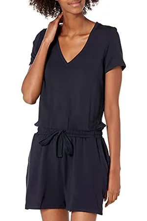 Amazon Damen Kurzärmeliger Playsuit mit V-Ausschnitt aus Superweichem Terry-Frottee (Früher Daily Ritual), , S