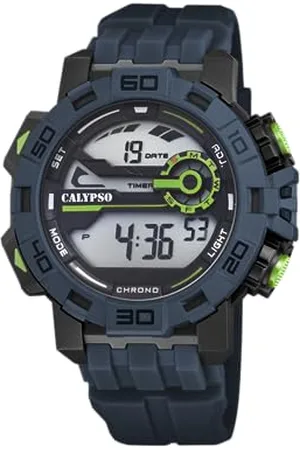 Calypso Uhr Für Herren K5809/2 Digital for Man Schwarz Silikon Case BlauSilikon Band