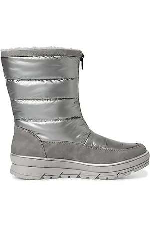 Jana Damen Winterstiefel ohne Absatz mit Reißverschluss Gefüttert Weite H Mehrweite, Silber , 36 EU