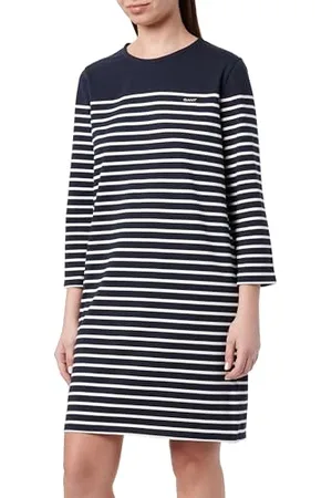 GANT Damen REG 3/4 Sleeve Breton Dress Kleid, , XXL