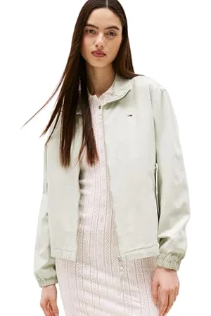 Tommy Hilfiger Damen Übergangsjacke Zip Cotton mit Reißverschluss, Grün (Misty Sage), M