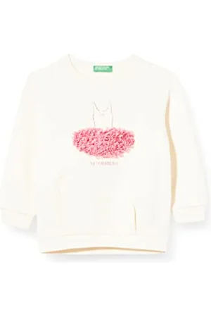 Benetton Mädchen Kapuzenpullover, , (Vanilla Ice), 3 Monate