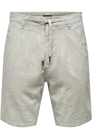 Only & Sons Herren O&S 7/8 Kurze Chino Shorts Gestreift Hose Regular Fit Leinen Trousers Oberschenkellang ONSLINUS