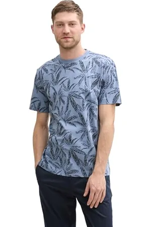 TOM TAILOR T-Shirt aus Baumwolle mit Print, Dove Blue, XS