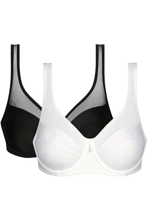 Dim Damen Avec Armatures Generous Classique Maintien Parfait X2 BH, 1,5 cm, schwarz/weiß, 75E (2er Pack)