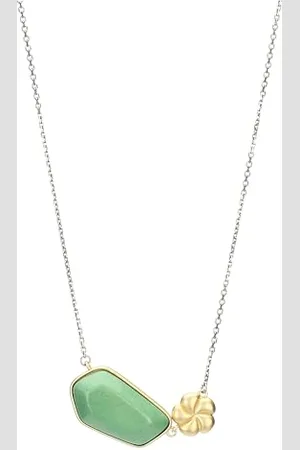 THUN Halskette mit Stein und Blume - Keramik, Metall - Kollektion Für Sie gewidmet - 40 + 5 cm