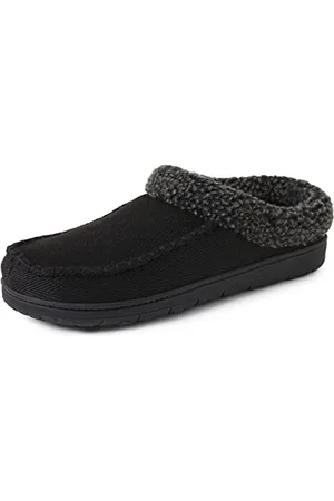 Dearfoams Herren Atmungsaktiver Clog aus Memory-Schaum für drinnen und draußen, erhältlich Breiten Hausschuh, Schwarz (Twill), Medium