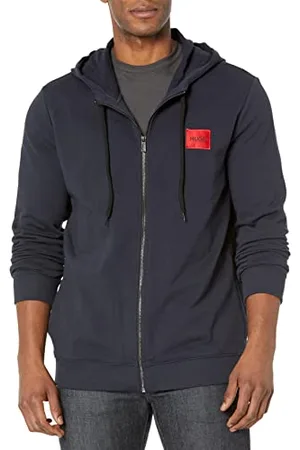 HUGO BOSS Herren Regular Fit Square Logo Jersey Hooded Zip Up Sweatshirt Kapuzenpullover, , Medium