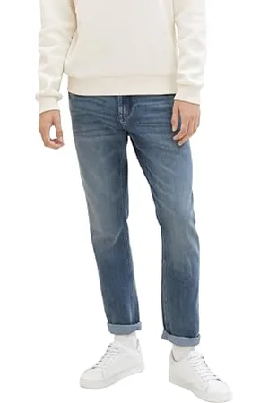 TOM TAILOR Herren Aedan Straight Jeans, Used Light Stone Blue Denim, 29/32