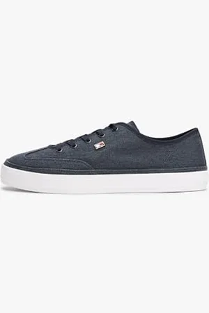 Tommy Hilfiger Damen Vulcanized Sneaker Washed Canvas Low Top, Blau (Space Blue), 38