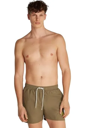 Calvin Klein Herren Badehose Medium Drawstring mit Logo, Grün (Dusky Green), S