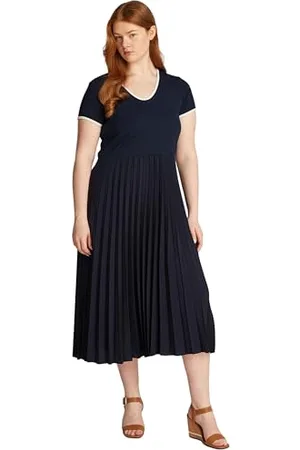 Tommy Hilfiger Damen Kleid Contrast Soft Fit & Flare, Blau (Dark Night Navy), 50