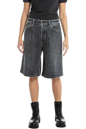 Replay Damen Jeans Shorts Bermudas aus Comfort Denim, (Grau), 31W