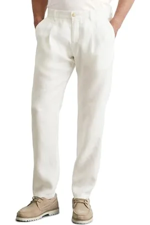 Marc O’ Polo Marc OߴPolo Herren Leinenhose mit elastischem Bund lang, Weiß , W34/L32