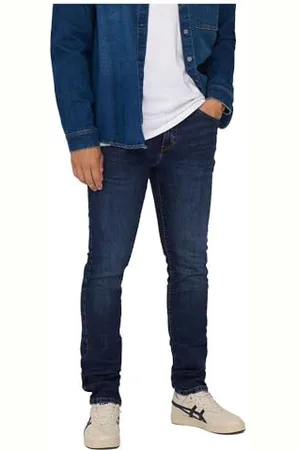 Only & Sons Herren Jeans ONSLOOM Slim 6749 - Slim Fit - Blau - Dark Blue Denim, Größe:32W / 34L, Farbvariante: