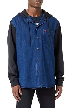 HUGO BOSS Herren Ekoin Oversized Overshirt aus Denim mit Kontrast-Ärmeln M