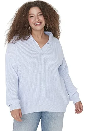 Trendyol Damen Pullover mit Rollkragen, einfarbig, regulär, Übergröße Sweatshirt, , X-Large Plus