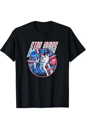 STAR WARS Luke Han & Leia Battle Darth Vadar Retro Poster T-Shirt