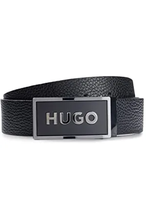 HUGO BOSS Herren Garin Sr35 Wendegürtel aus genarbtem Leder mit Koppelschließe Schwarz 100