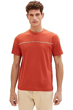 TOM TAILOR Herren T-Shirt mit Streifen-Print & Logo, , XL
