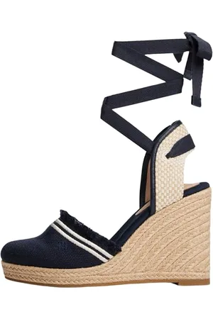 Tommy Hilfiger Damen Fringe Canvas High Wedge Fw0fw08878 Keil-Espadrilles, Blue (Space Blue), 40 EU