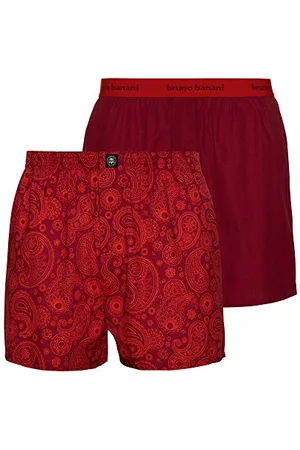 Bruno Banani Boxershorts Outlook Gr. XXL - 2er Set Lychee Print & Chianti - Herren Unterhose Lang - Elastischer Bund - Atmungsaktive Unterwäsche Baumwolle