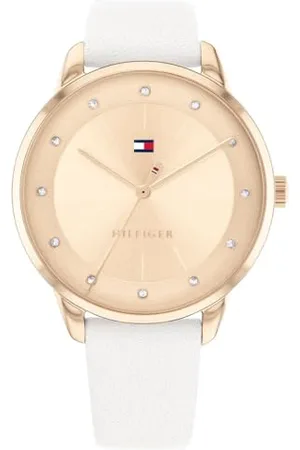 Tommy Hilfiger Analog Quarzuhr für Damen mit Weisses Lederarmband - 1782543