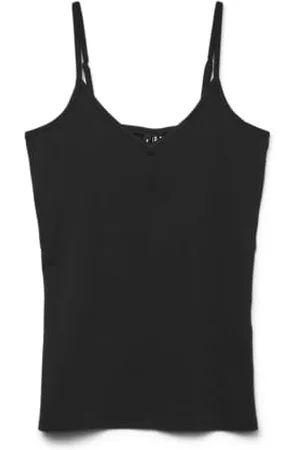 VERO MODA Mädchen Vmmaxi My Soft V Singlet JRS Girl Noos, Black, 146/152 cm