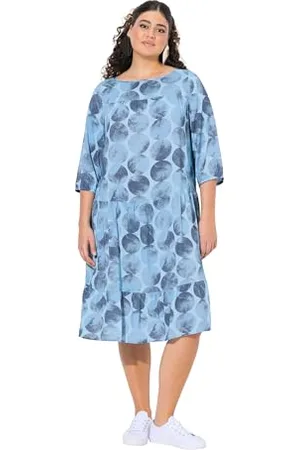 Ulla Popken Damen große Größen Übergrößen Plus Size Kleid mit AOP und Volants