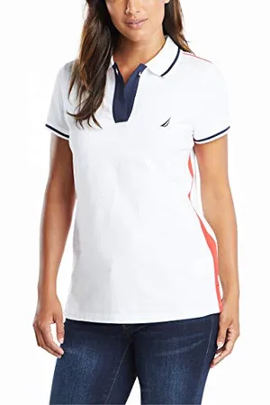 Nautica Damen Toggle Accent Short Sleeve Soft Stretch Cotton Polo Shirt Poloshirt, , X-Klein