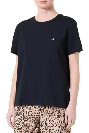 GANT Damen Printed Archive Shield T-Shirt, Black, X-Large