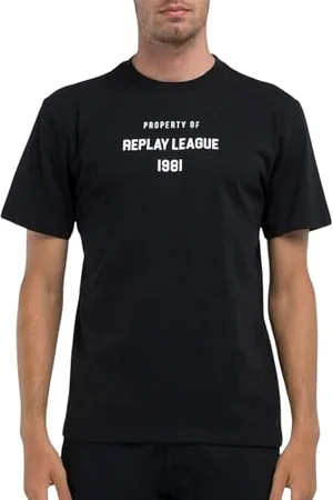 Replay Herren T-Shirt Kurzarm aus Baumwolle, Schwarz (Black 098), XL
