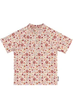 Sterntaler Badeshirt Kurzarm mit Blumen Print - UV-Schutz 50+ Schwimmshirt mit Stehkragen - Mädchen UV Shirt mit Frontreißverschluss und Kinnschutz - Kinder Badebekleidung, , Größe 92