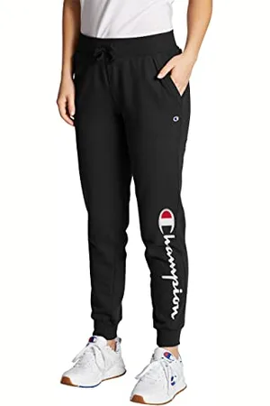 Champion Damen Powerblend Jogger, 29" Trainingshose, Schwarz Graphic, M