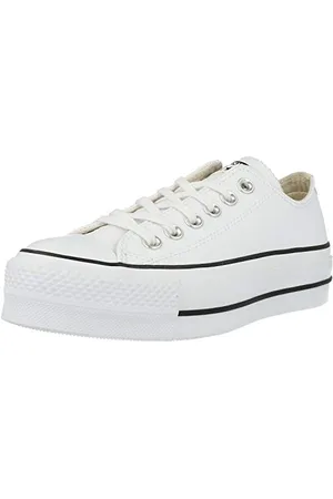 Converse Damen Chuck Taylor All Star Platform Clean Leather Sneakers, White Black White, 36 EU