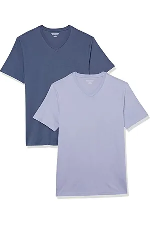 Amazon Herren T-Shirt mit kurzen Ärmeln, V-Ausschnitt und schmaler Passform, 2er-Pack, , M