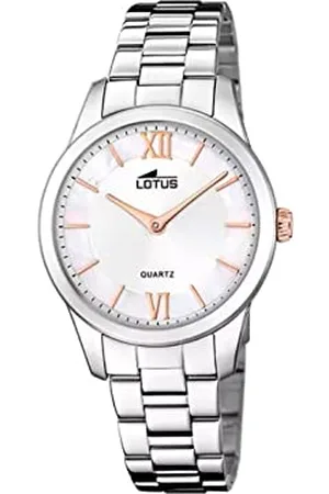 Lotus Damen Armbanduhr aus Edelstahl in der Farbe Silber-Weiß-Roségold 34mm, Wasserdichtigkeit: 5Bar, 18889/1