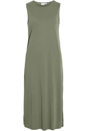 VILA Vimodala O-Neck S/L Midi Dress - Noos