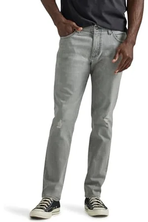 Lee Herren Extreme Motion Straight Taper Jeans, Gray Scotch-Destruction Features, 34 W/30 L