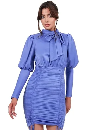 Little Mistress Damen Satin Rüschen Bodyon Kleid, , 34